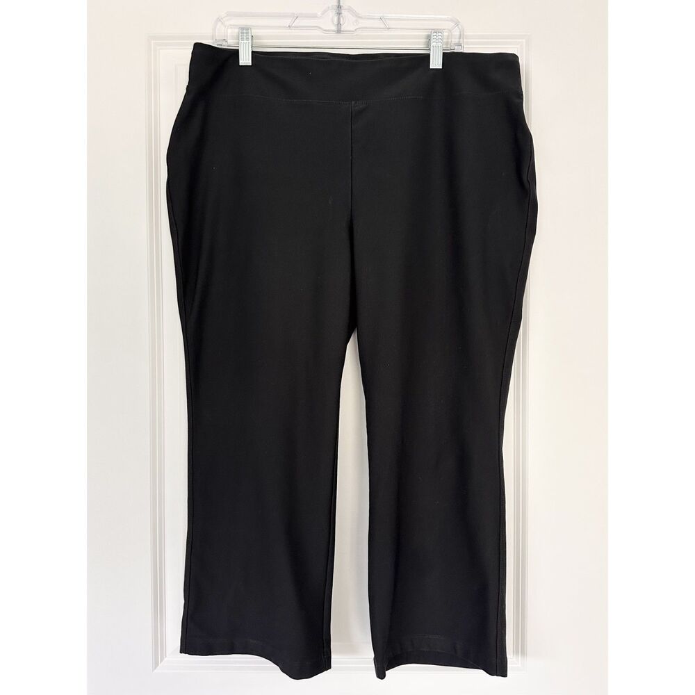 L.L. Bean Black Pull-On Pants Womens XL Stretch Cropped Straight Leg Casual